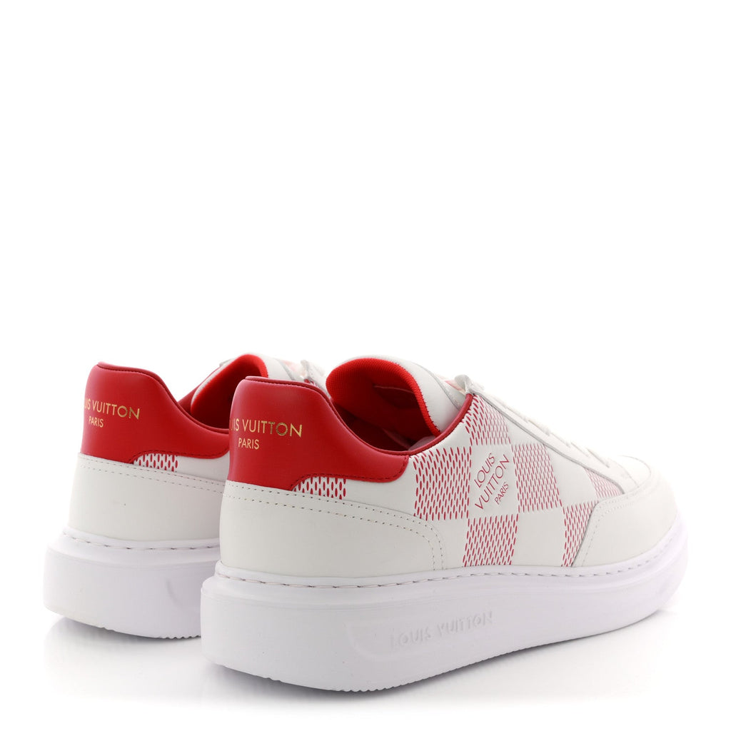 Louis Vuitton Damier Calfskin Mens Beverly Hills Sneakers 8 White Rouge