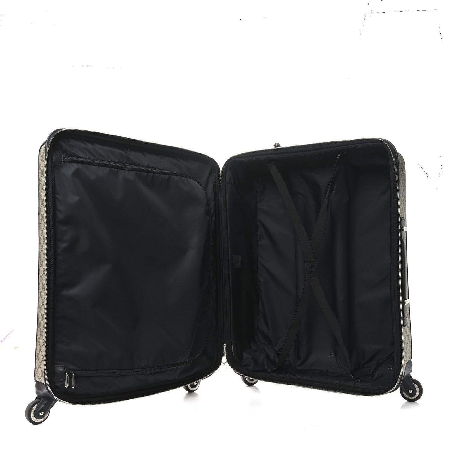 Gucci GG Supreme Monogram Four Wheel Suitcase Black