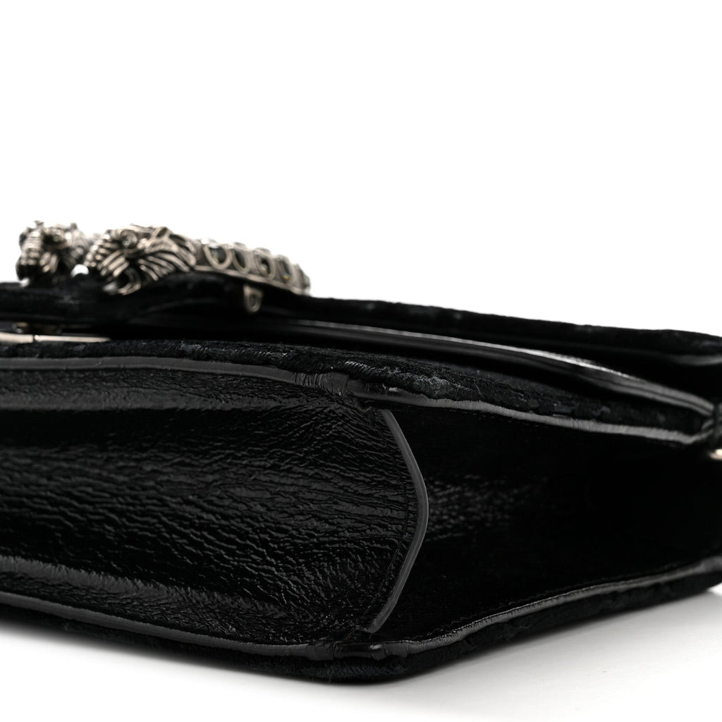 Gucci Velvet Skipper Crystal GG Monogram Small Dionysus Shoulder Bag Black Black Diamond