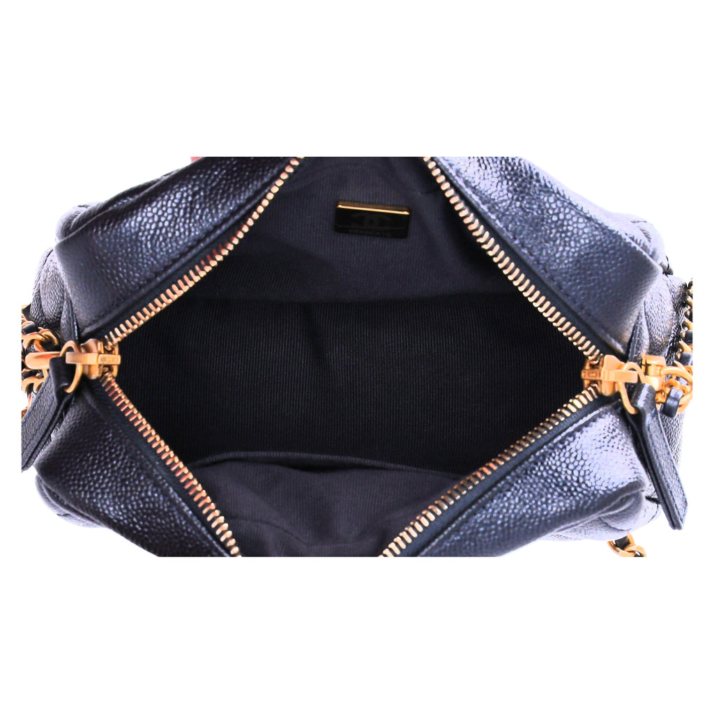 Chanel 21 K My Perfect Camera Bag Iridescent Caviar Quilted Leather Black