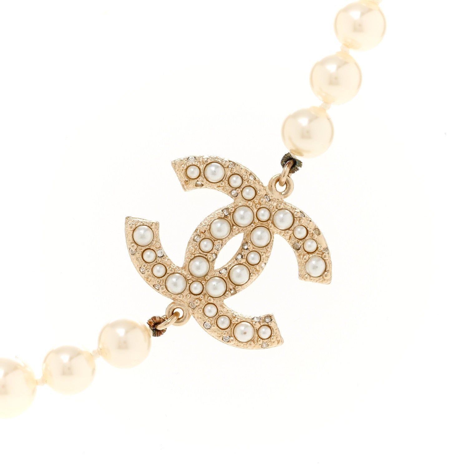 Pearl CC 100th Anniversary Necklace Light Gold