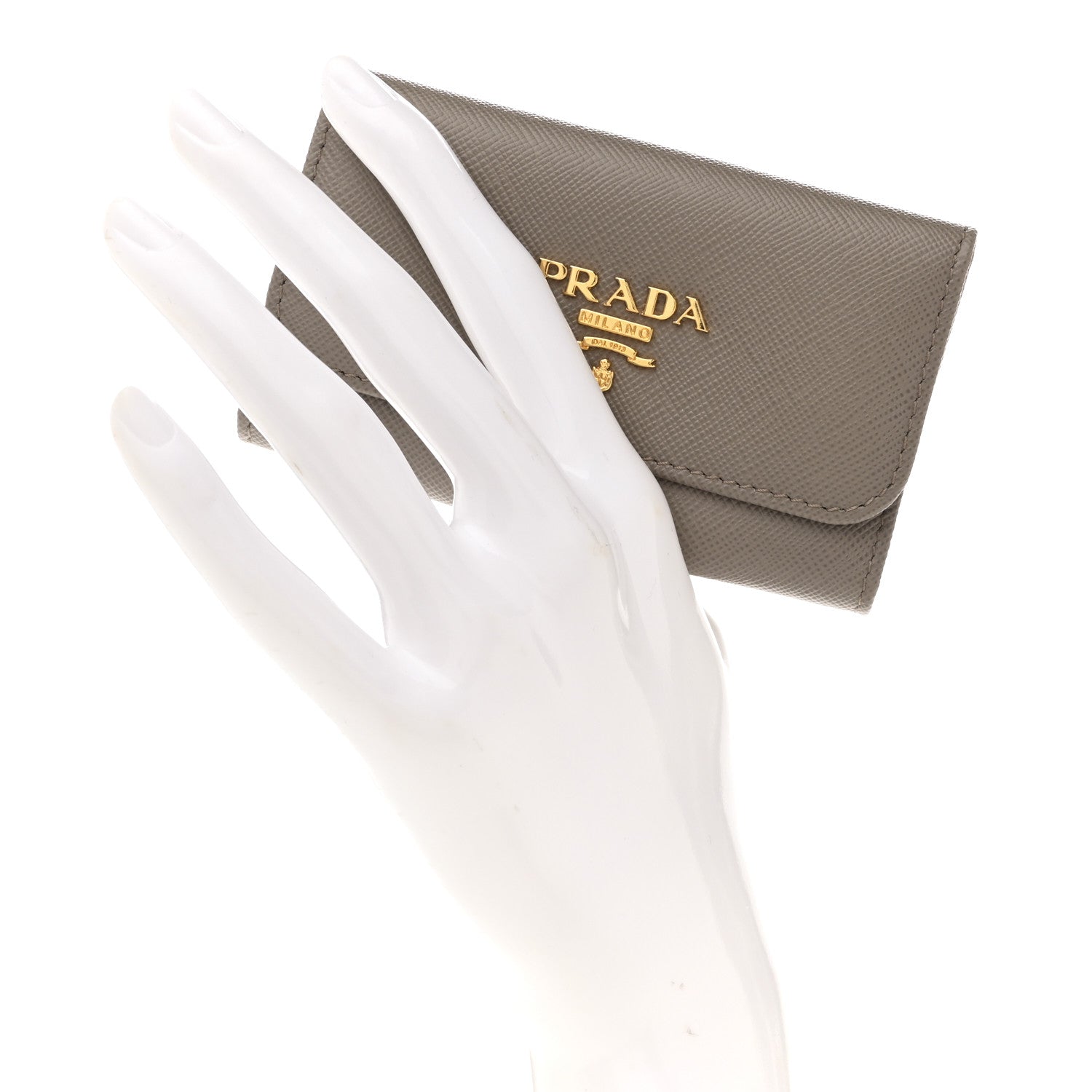 Prada Saffiano Fiocco 6 Key Holder Argilla