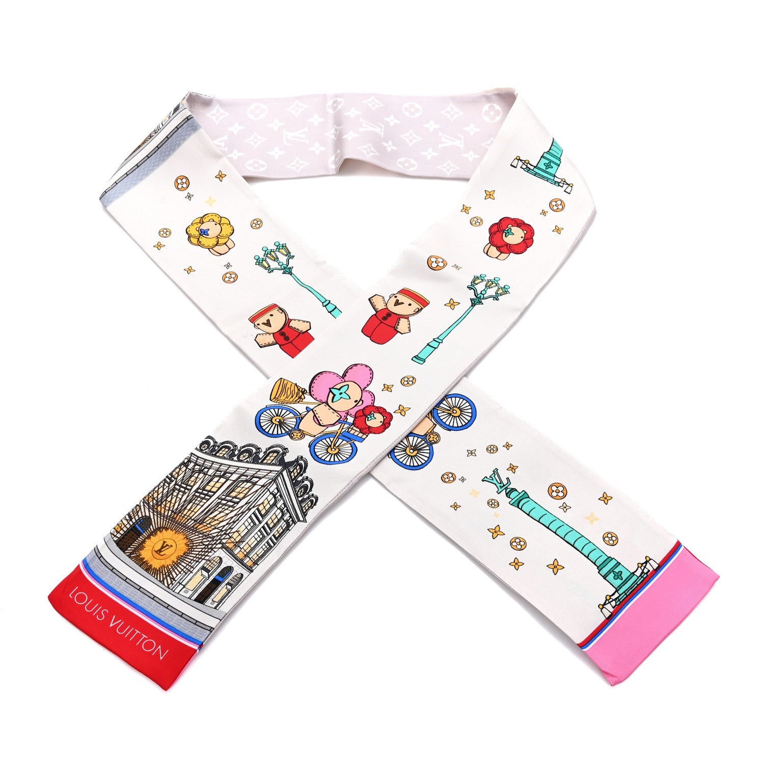 Louis Vuitton Silk Monogram Paris Vivienne Bandeau Beige