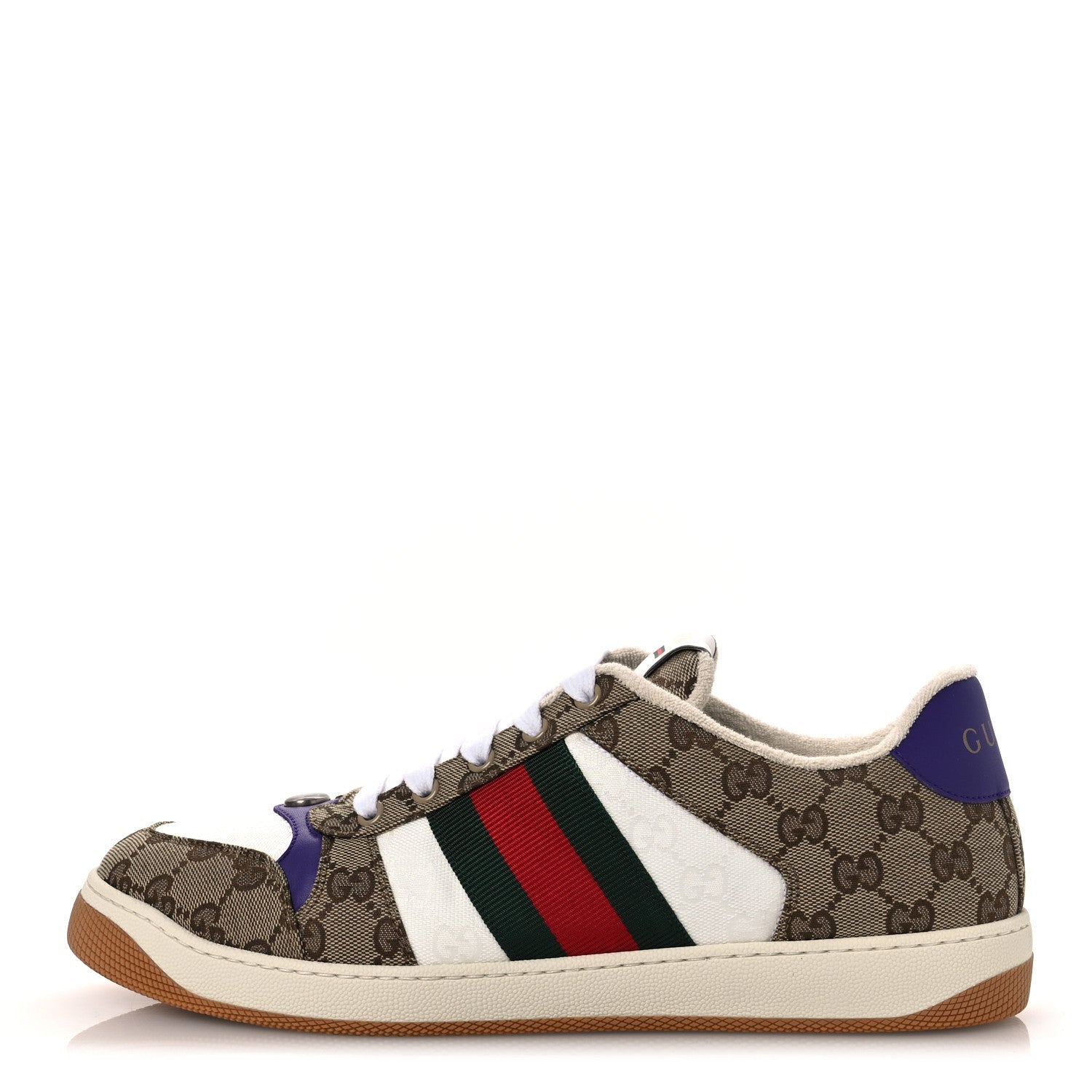 Gucci Calfskin Lame GG Monogram Web Mens Screener Sneakers 10