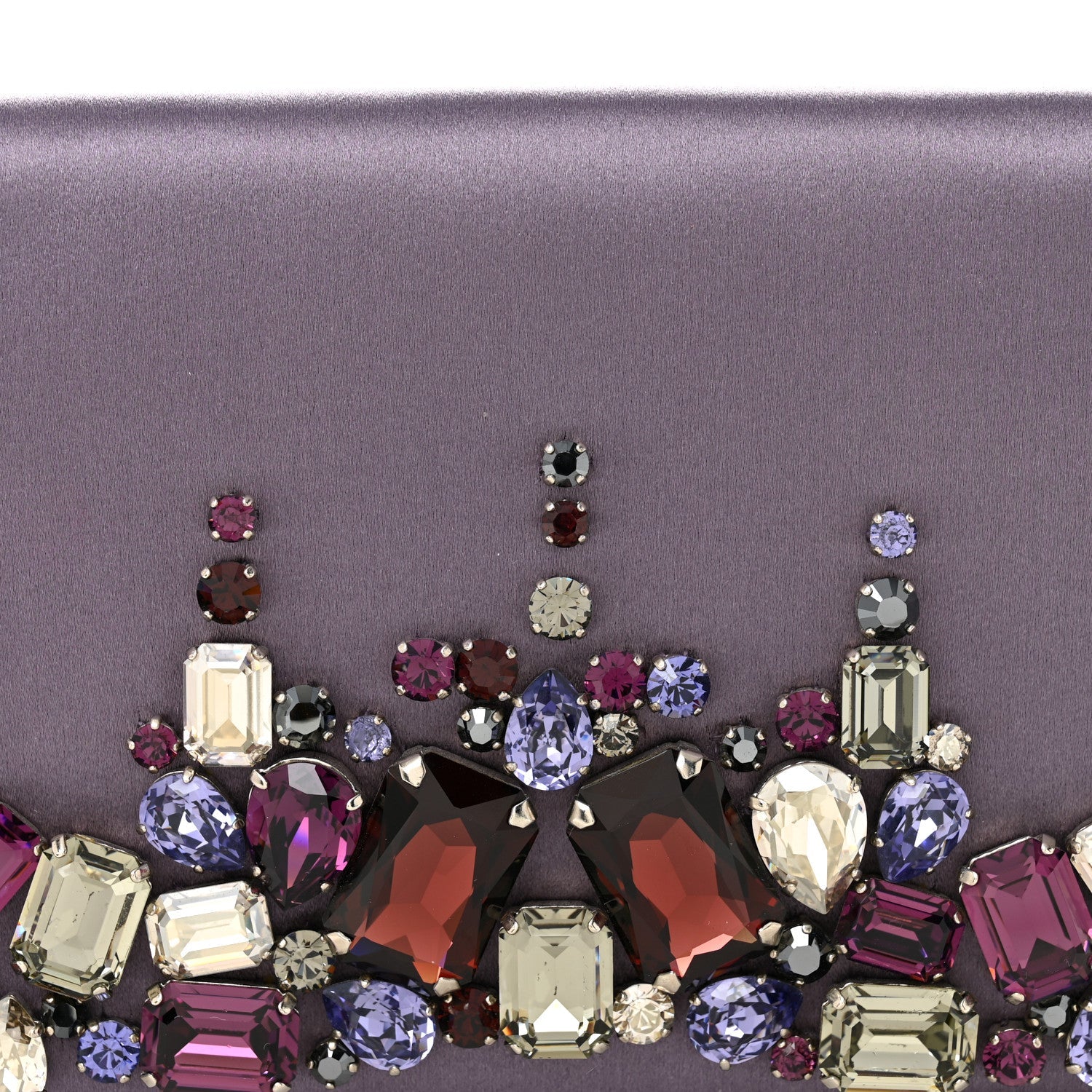 Prada Satin Raso Crystal Embellished Clutch Mirtillo