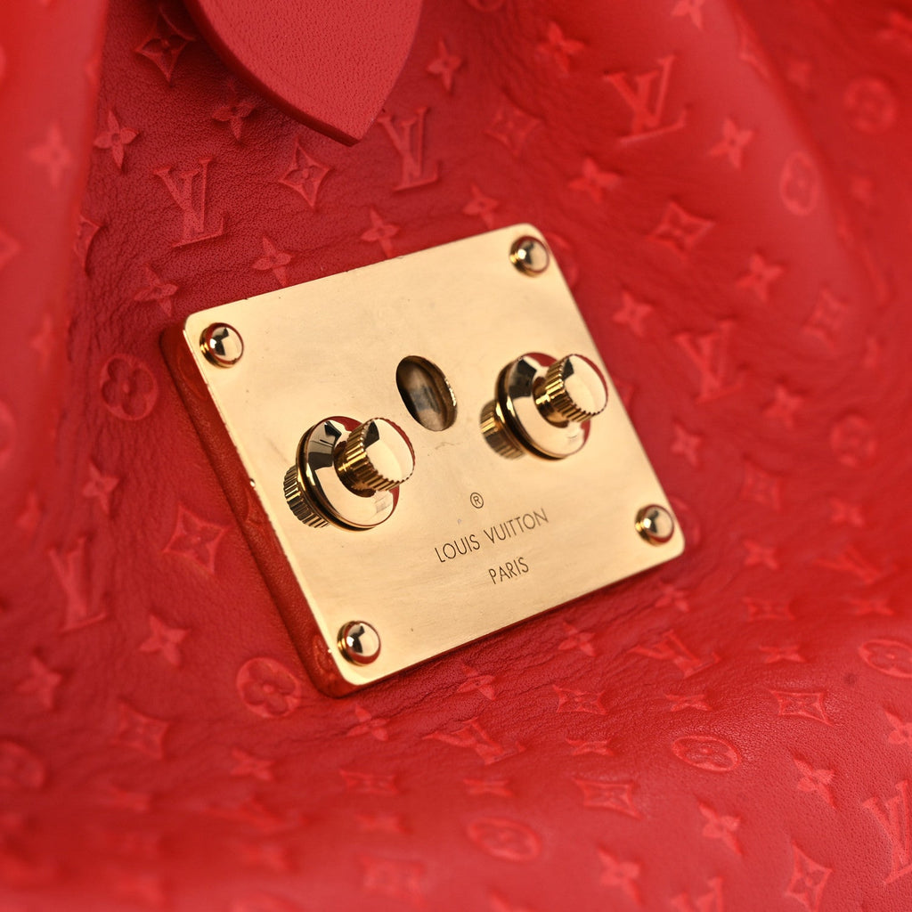 Louis Vuitton Calfskin Nanogram Embossed Clutch Red