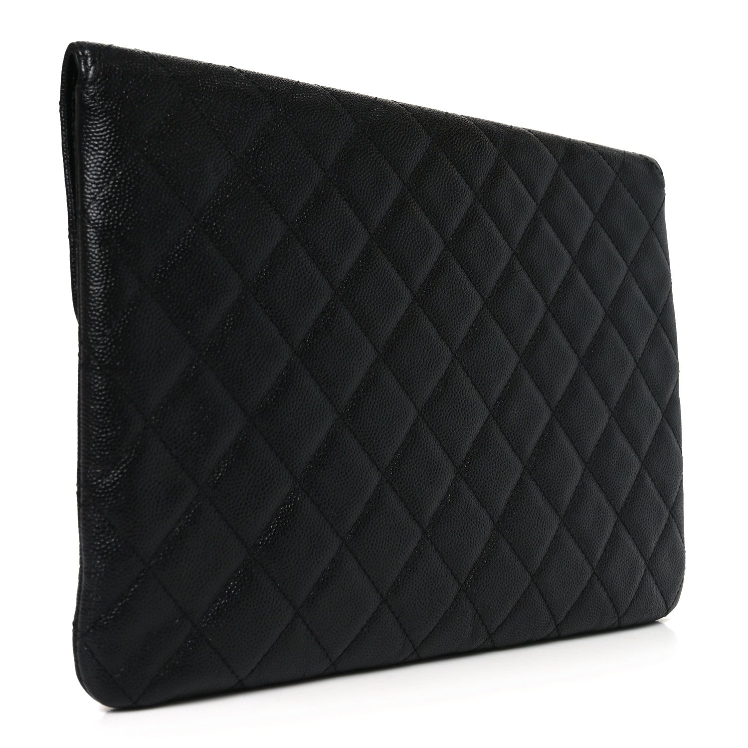 Caviar Quilted Medium Golden Class Pouch Black