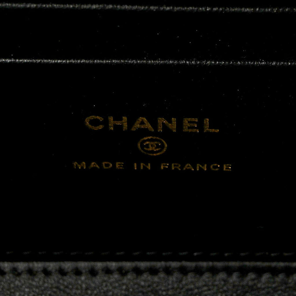 Chanel Lambskin Quilted Small Top Handle Vanity Case With Chain Black