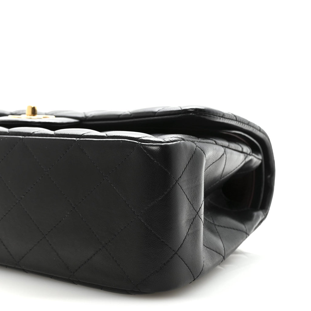 Chanel Lambskin Quilted Jumbo Double Flap  Black
