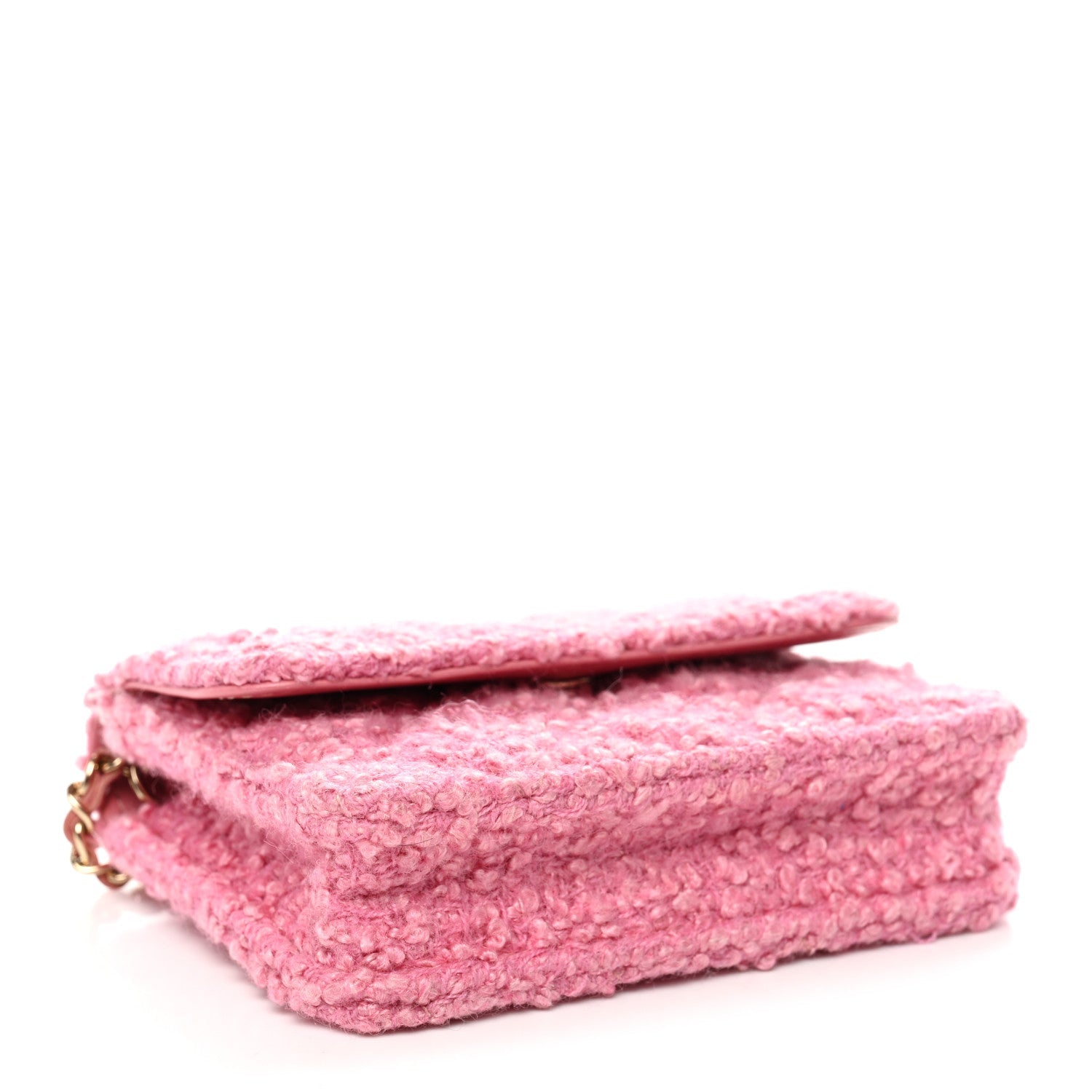 Chanel Tweed Quilted Flap Chain Waist Bag Pink