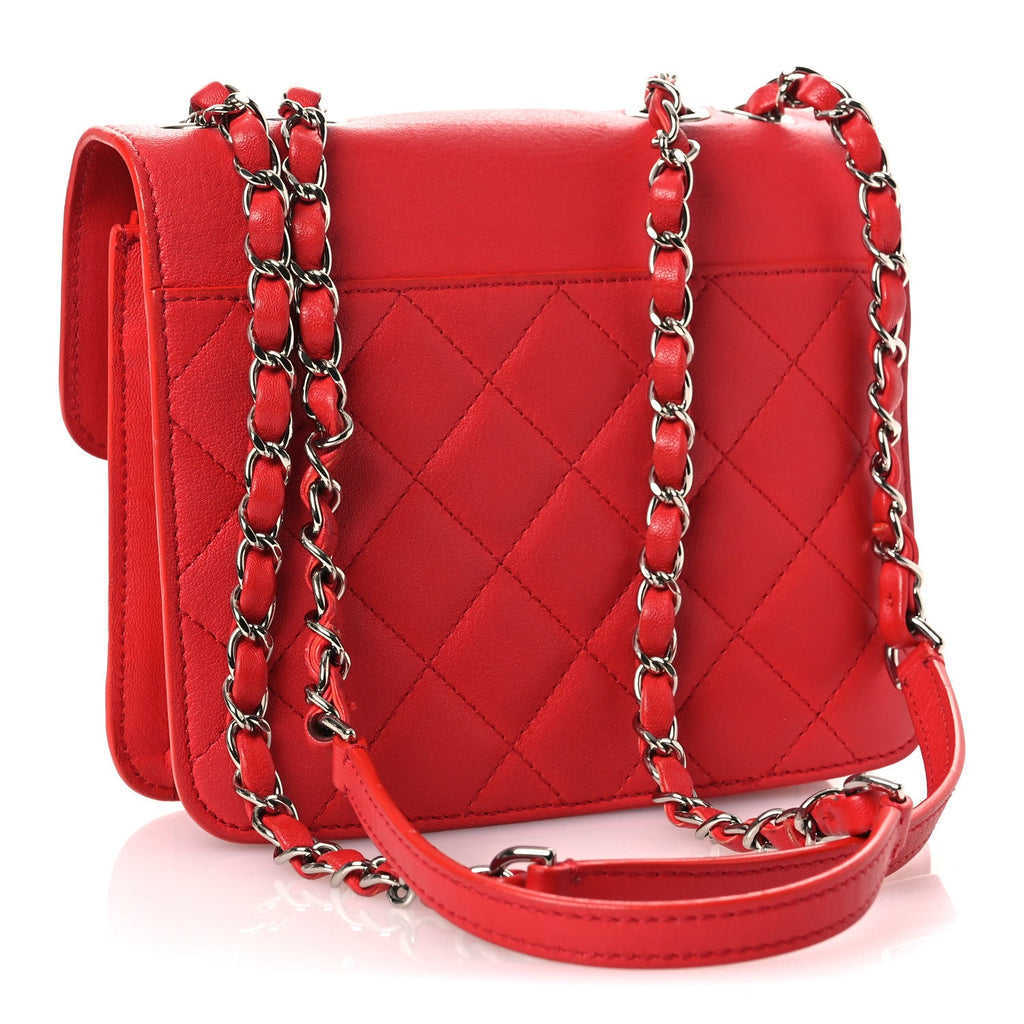 Chanel Goatskin Quilted Small CC Box Flap Red