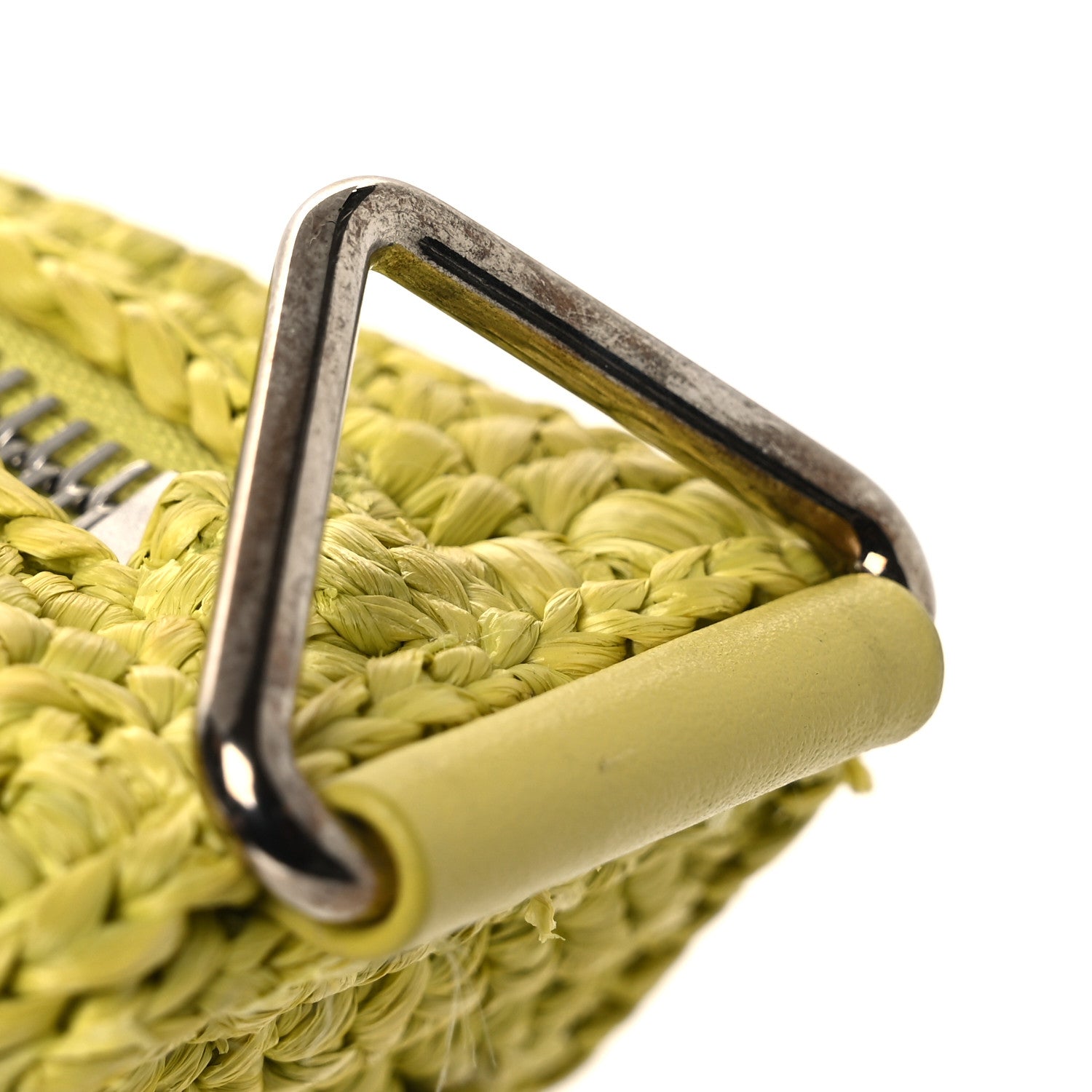 Prada Yarn Raffia Effect Crochet Triangle Shoulder Bag Giallo