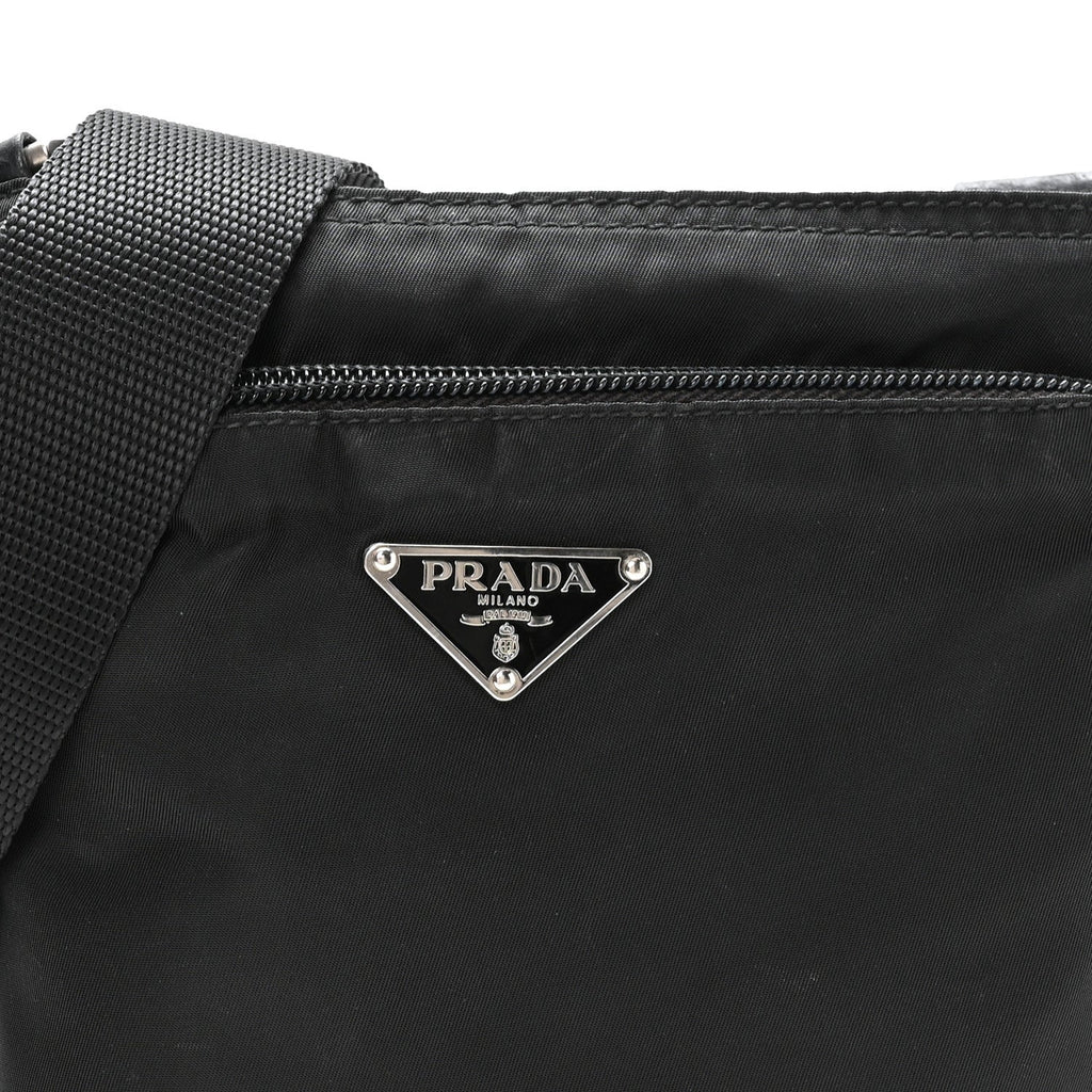 Prada Nylon Small Flat Messenger Bag Black