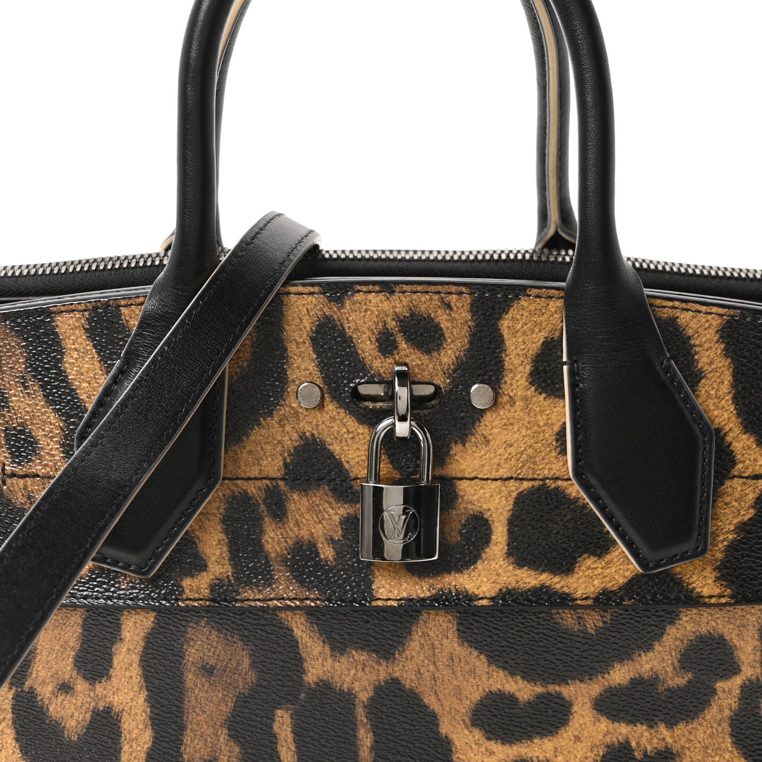Louis Vuitton Canvas Calfskin Wild Animal Print City Steamer EW Marron