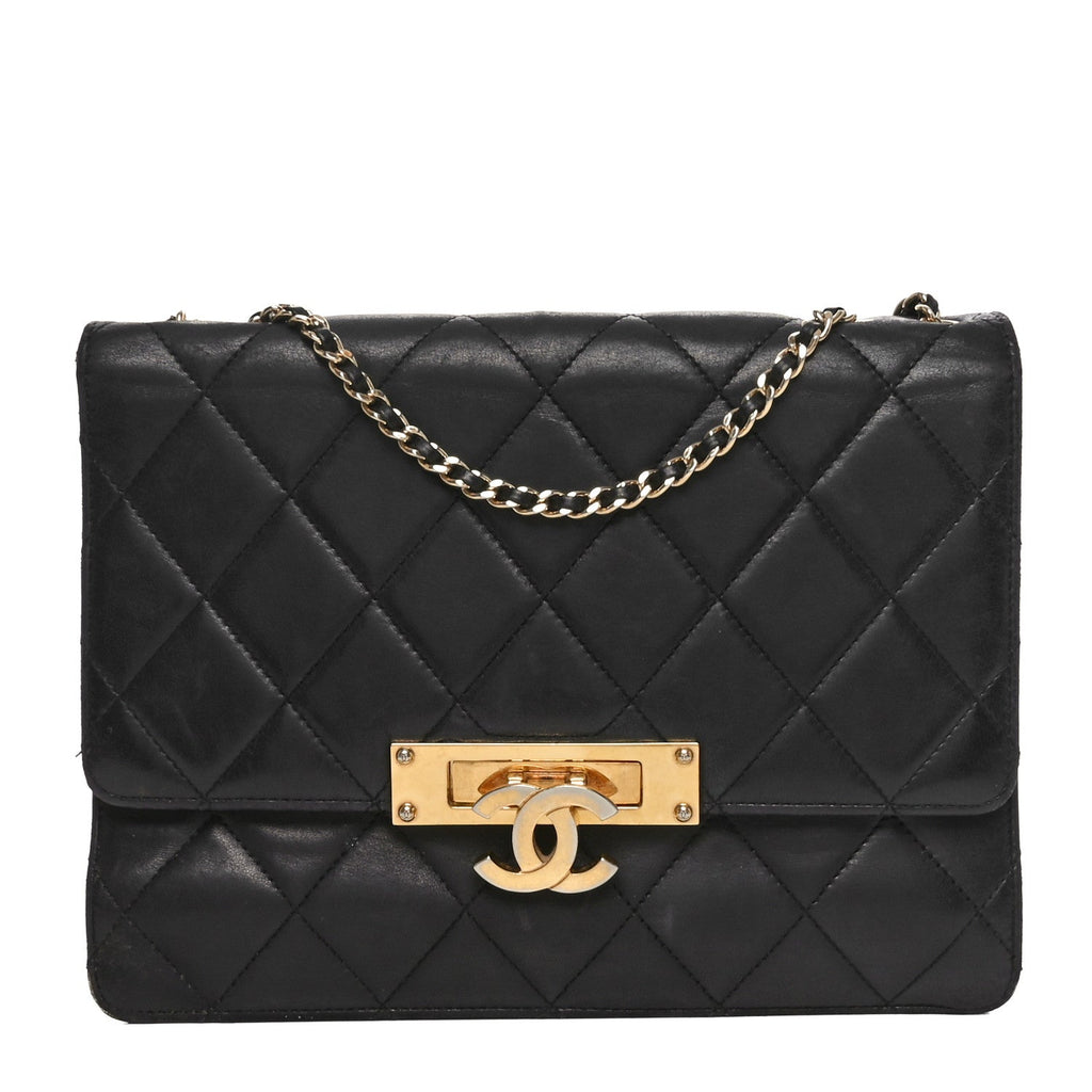 Chanel Lambskin Quilted Medium Golden Class Flap Black