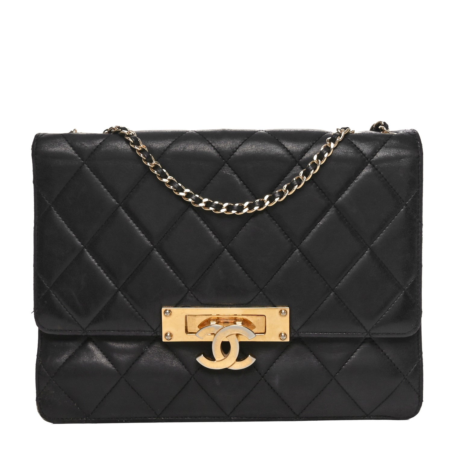 Chanel Lambskin Quilted Medium Golden Class Flap Black