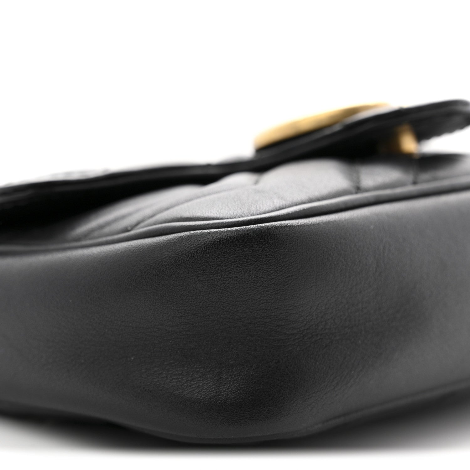 Gucci Calfskin Matelasse Super Mini GG Marmont Shoulder Bag Black