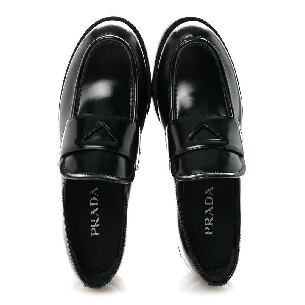 Prada Spazzolato Loafers 38 Black