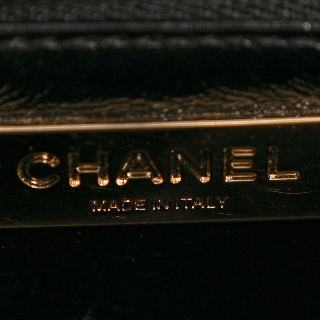 Chanel Shiny Crumpled Calfskin Quilted Small 31 Shopping Bag Black