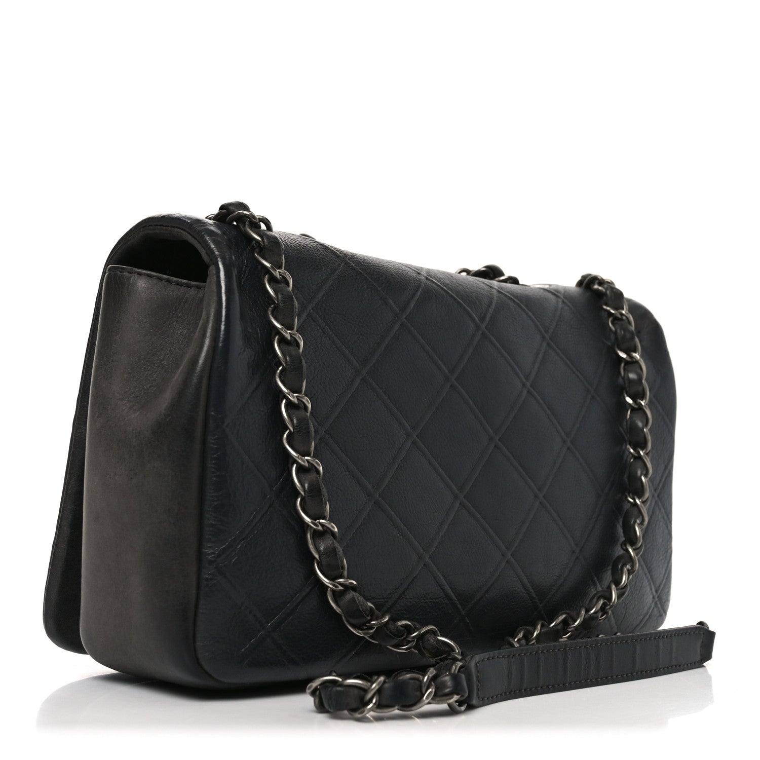 Chanel Calfskin Diamond Embossed Medium New Chic Flap Dark Grey