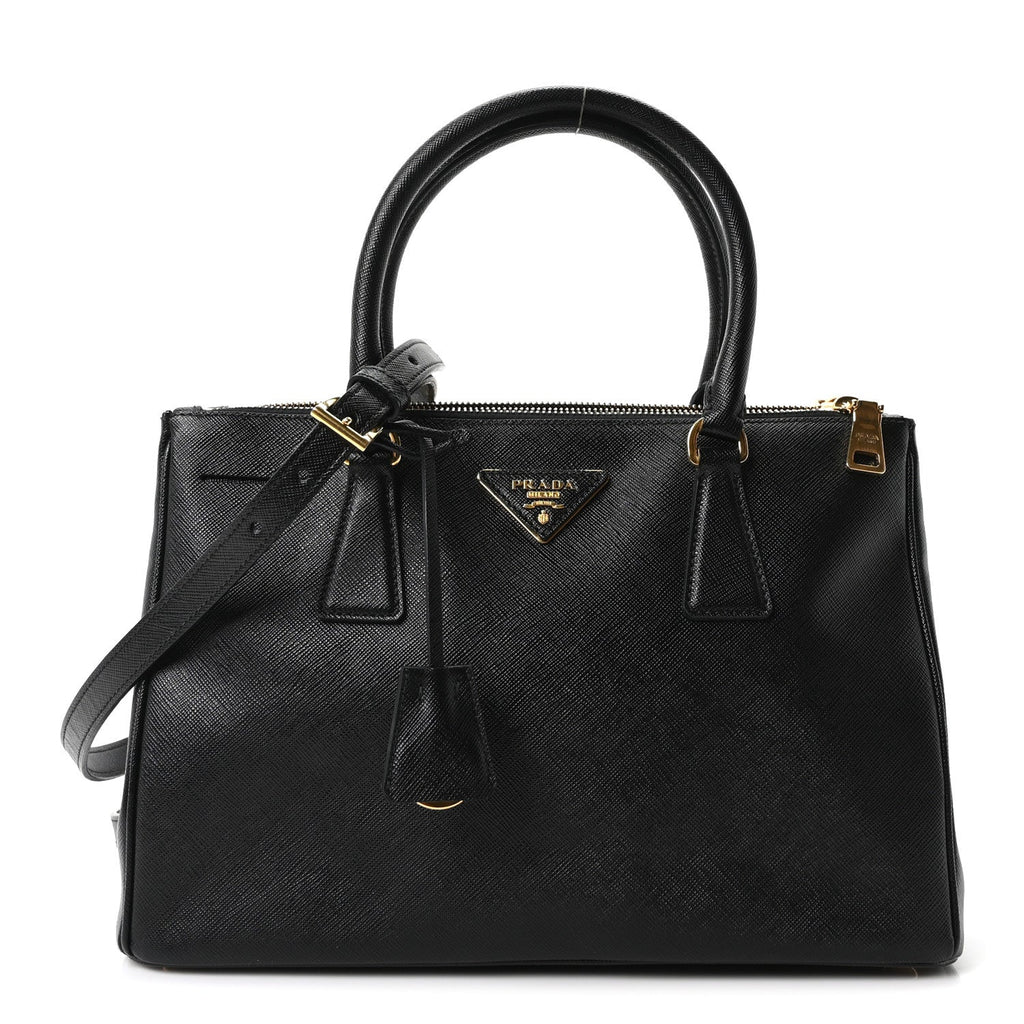 Prada Saffiano Small Galleria Double Zip Tote Black