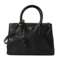 Prada Saffiano Small Galleria Double Zip Tote Black