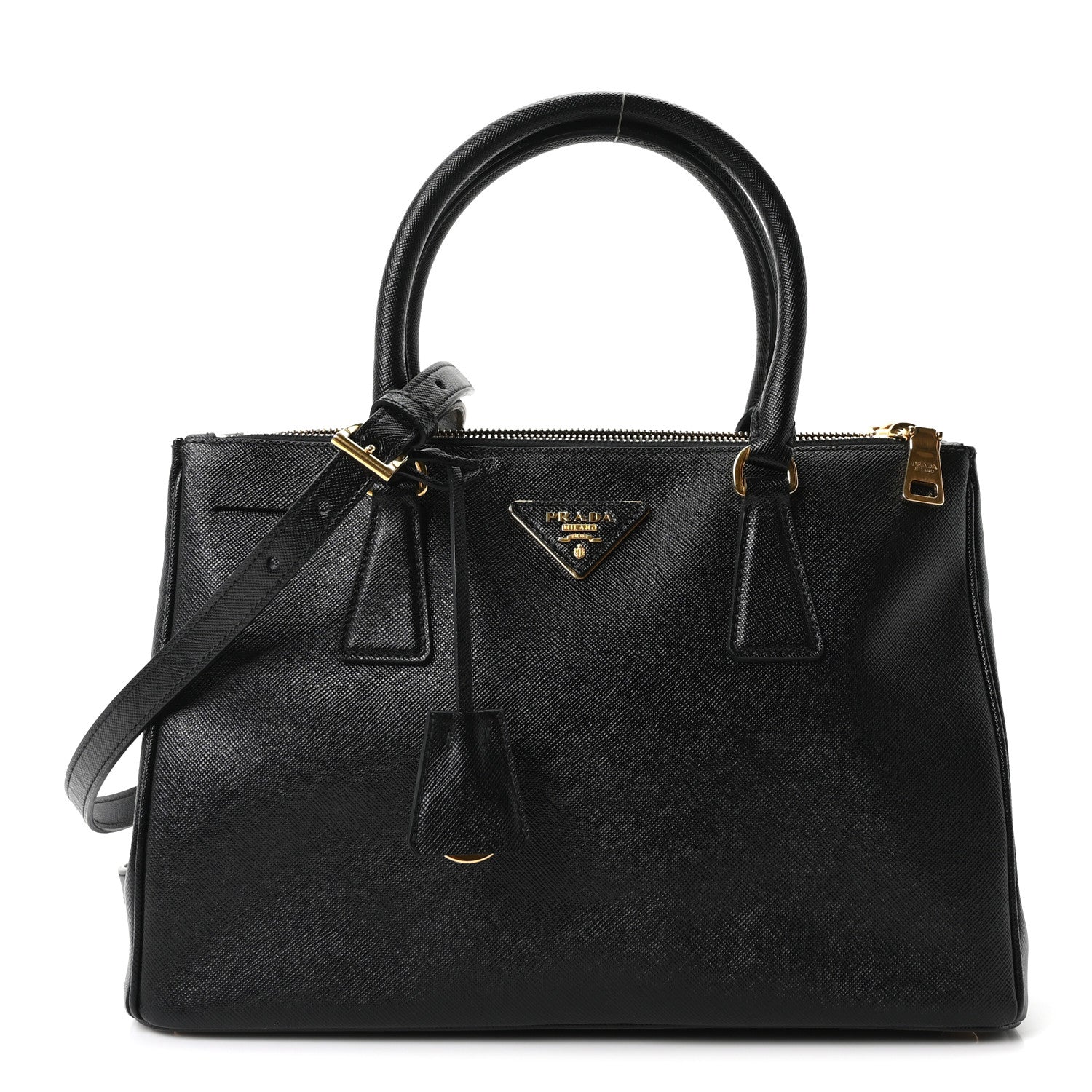Prada Saffiano Small Galleria Double Zip Tote Black