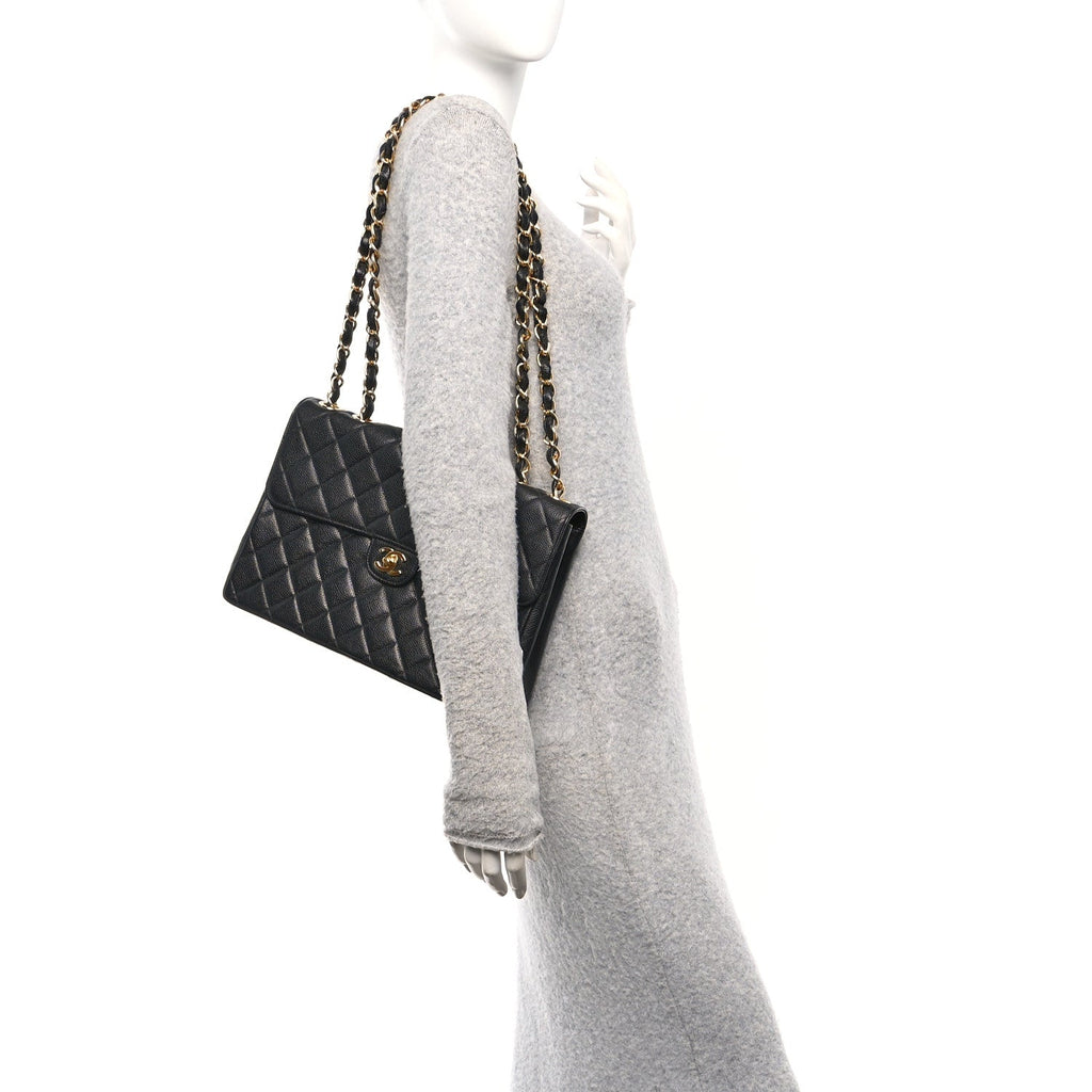 Chanel Caviar Jumbo Single Flap Black