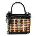 Chanel Calfskin Raffia Small Vanity Case Bag Black Beige