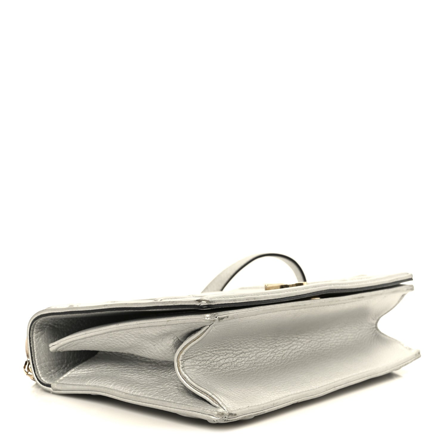 Christian Dior Metallic Grained Calfskin Medium Diorama Flap Bag Silver