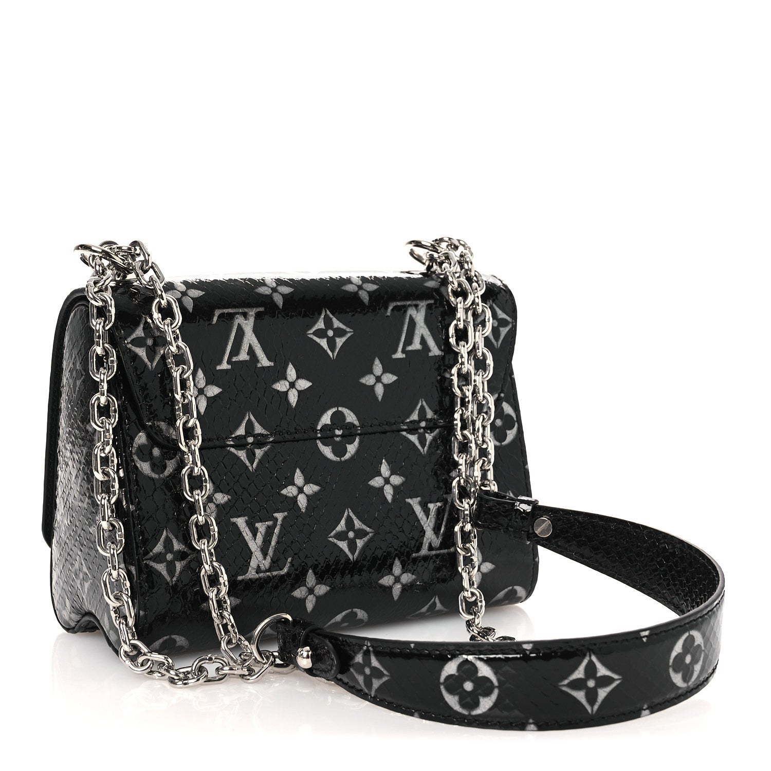 Louis Vuitton Snakeskin Monogram Twist Shoulder Bag PM Black