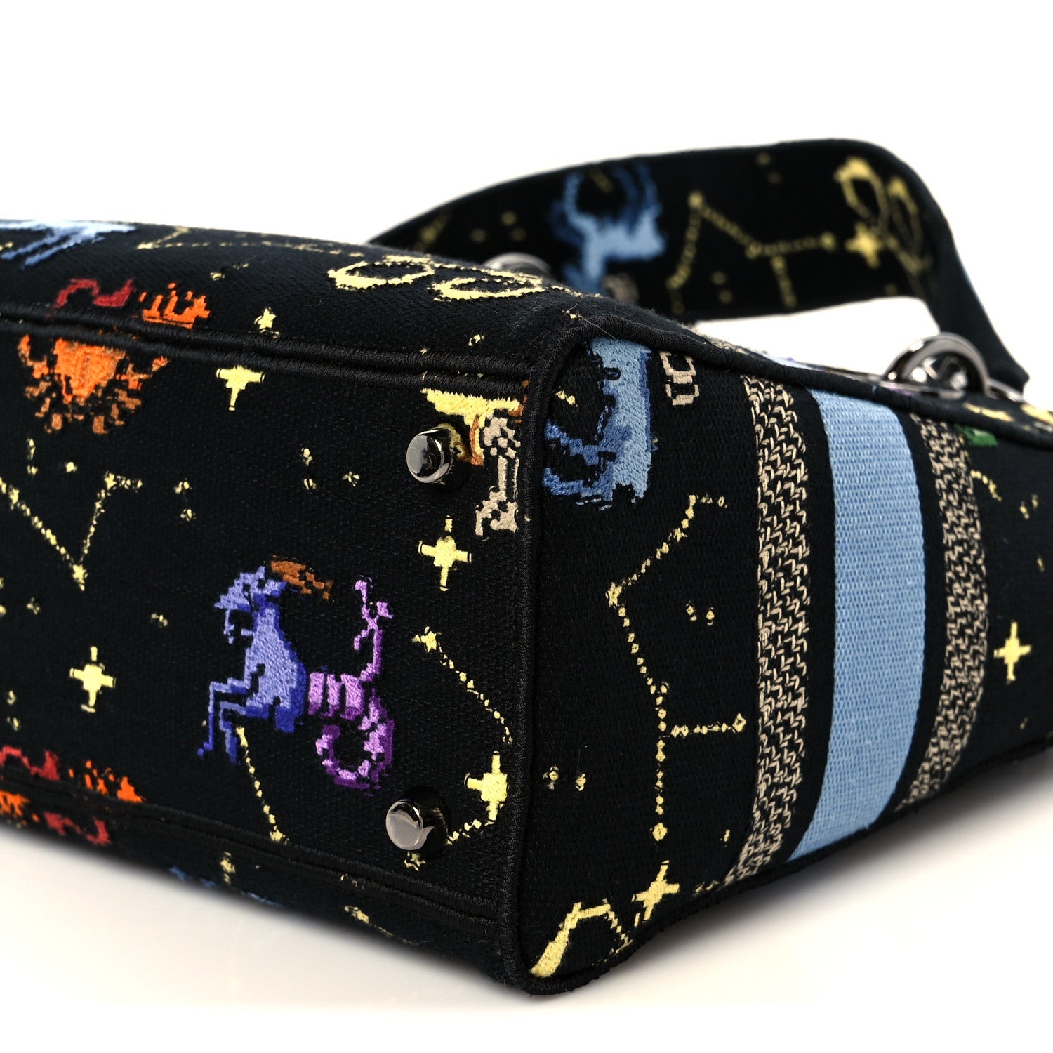 Christian Dior Canvas Pixel Zodiac Embroidered Medium Lady D-Lite Nero Multicolor