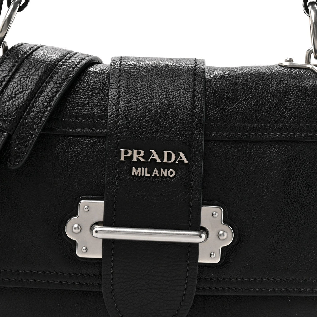 Prada Glace Calf Soft Cahier Bag Black Astrale