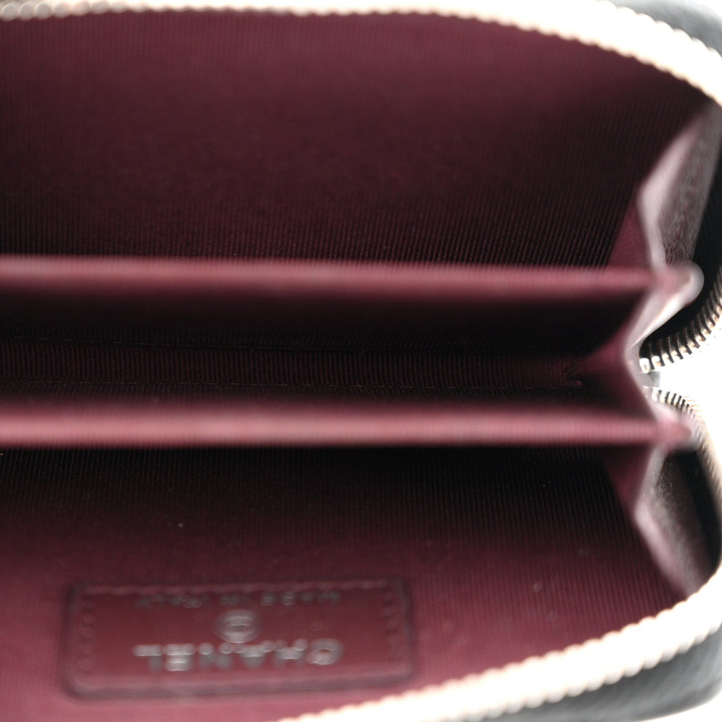Caviar Quilted Zip Coin Purse Black