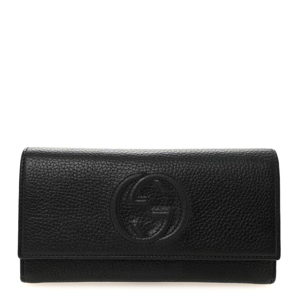 Gucci Pebbled Calfskin Large Soho Continental Wallet Black