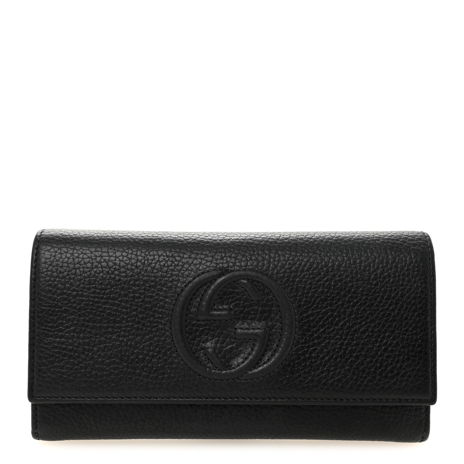 Gucci Pebbled Calfskin Large Soho Continental Wallet Black