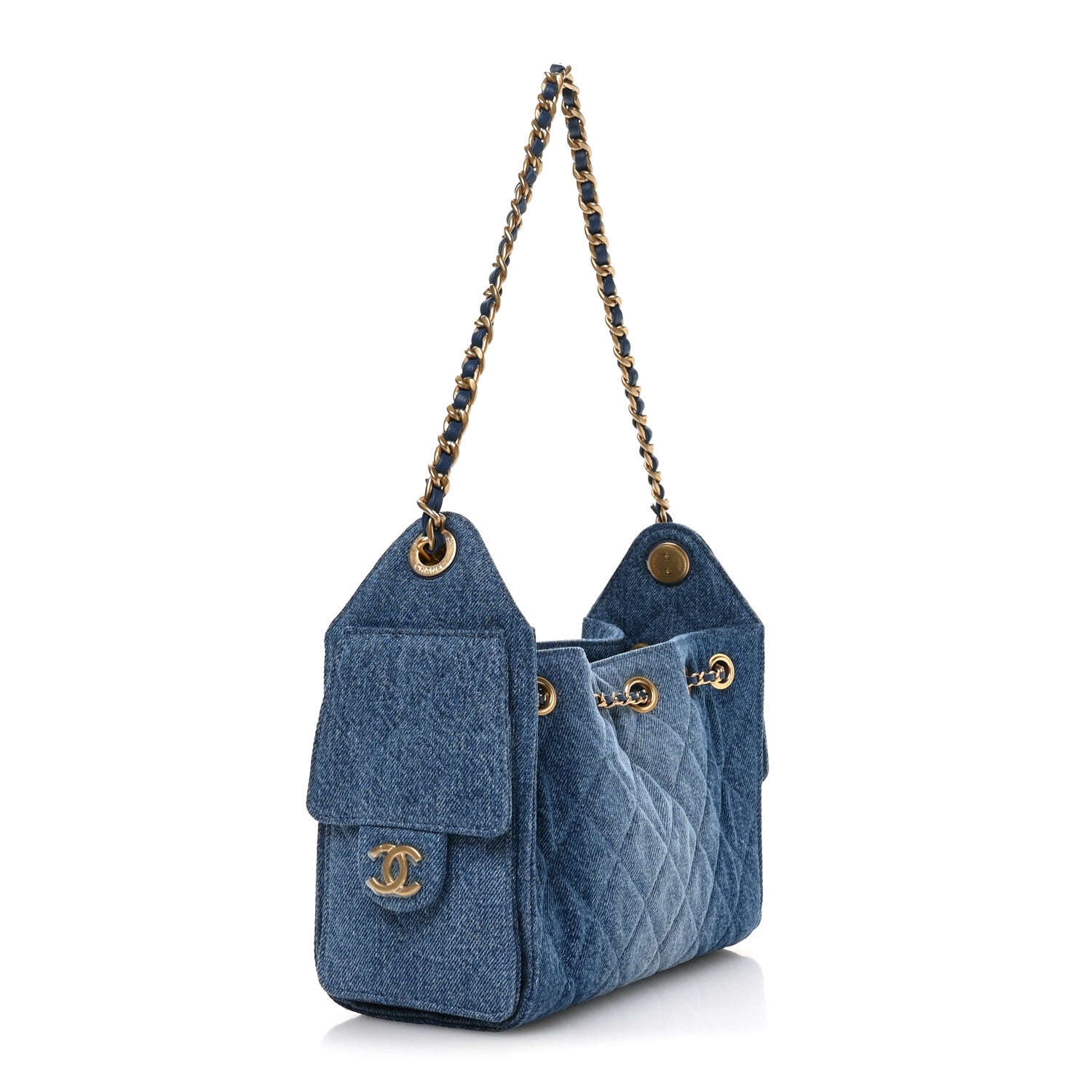 Chanel Washed Denim Quilted Mini Chanel 25 Handbag Blue