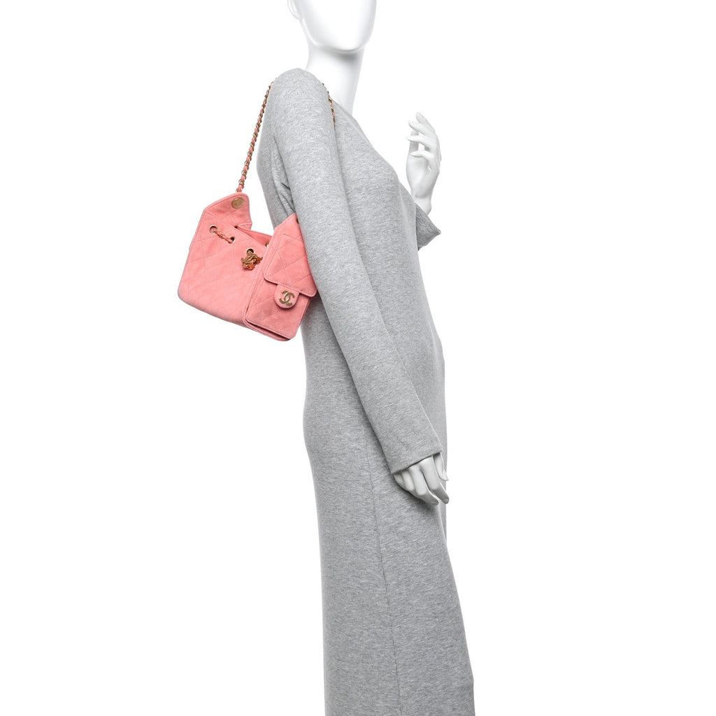 Chanel Suede Quilted Mini Chanel 25 Handbag Pink