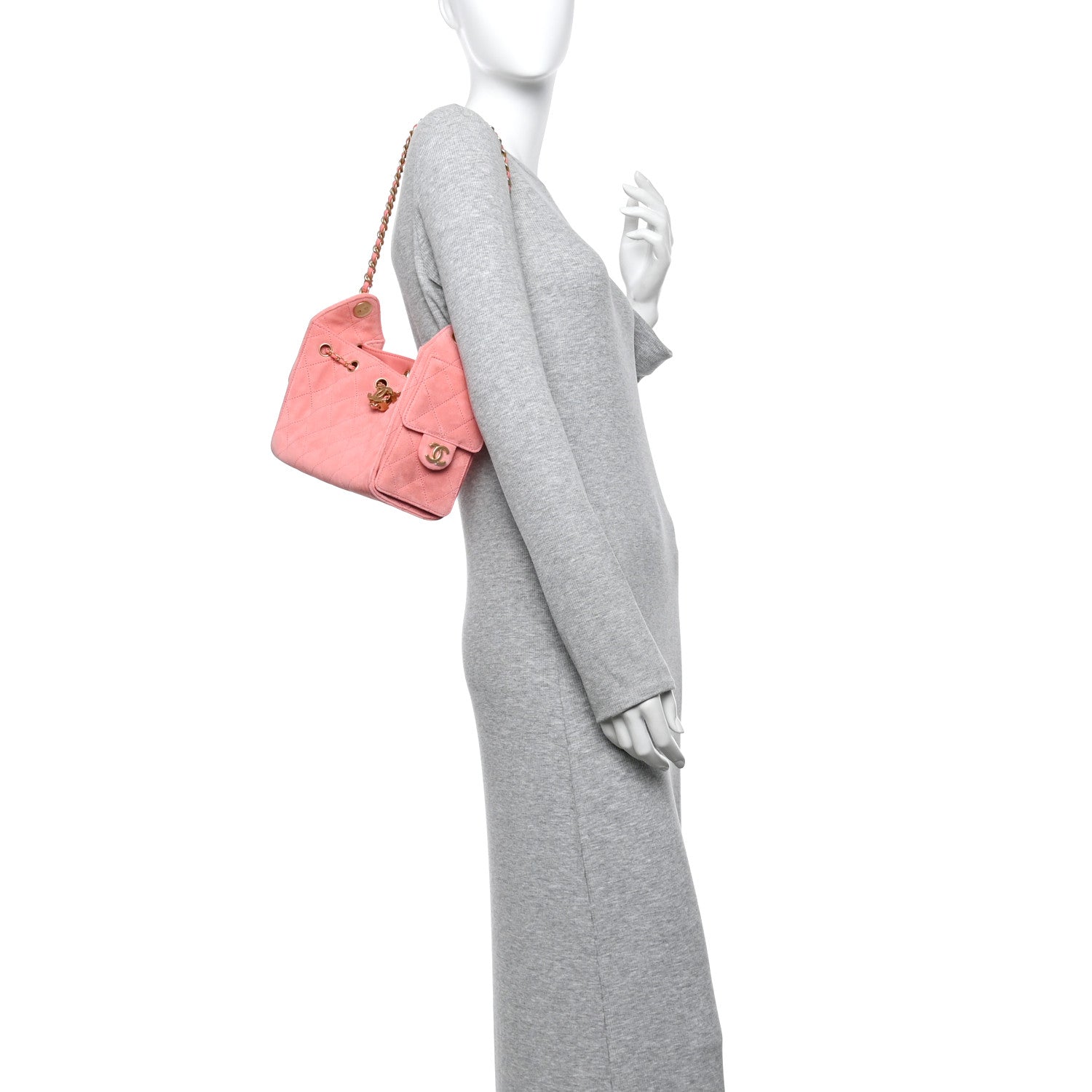 Chanel Suede Quilted Mini Chanel 25 Handbag Pink