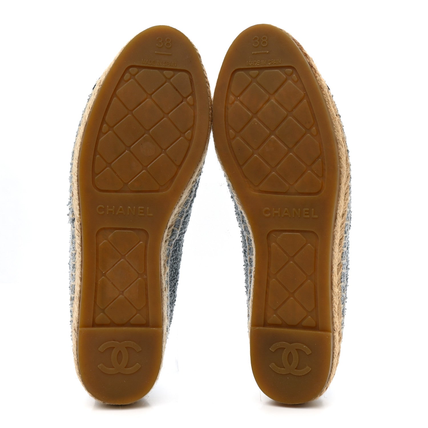 Fabric Grosgrain CC Espadrilles 38 Blue Light Gray Black