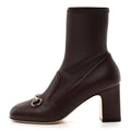 Gucci Nappa Horsebit Ankle Boots 39 New Chocolate