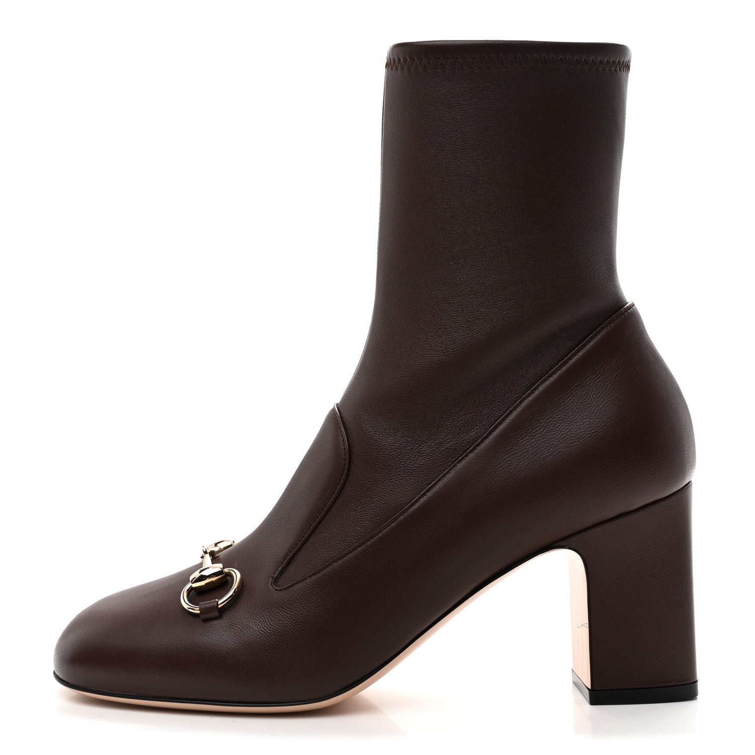 Gucci Nappa Horsebit Ankle Boots 39 New Chocolate