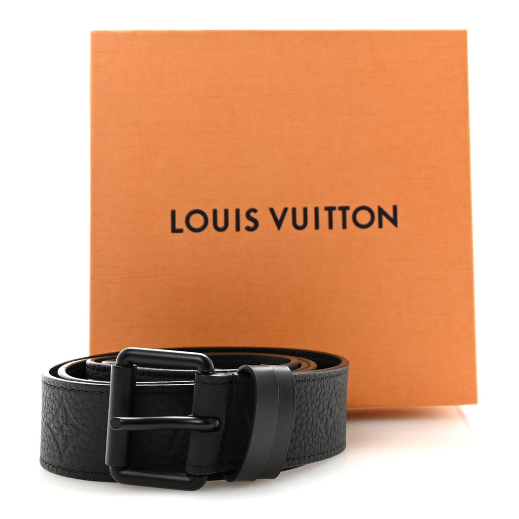 Louis Vuitton Taurillon Monogram Signature 35 MM Chain Belt 100 40  Black