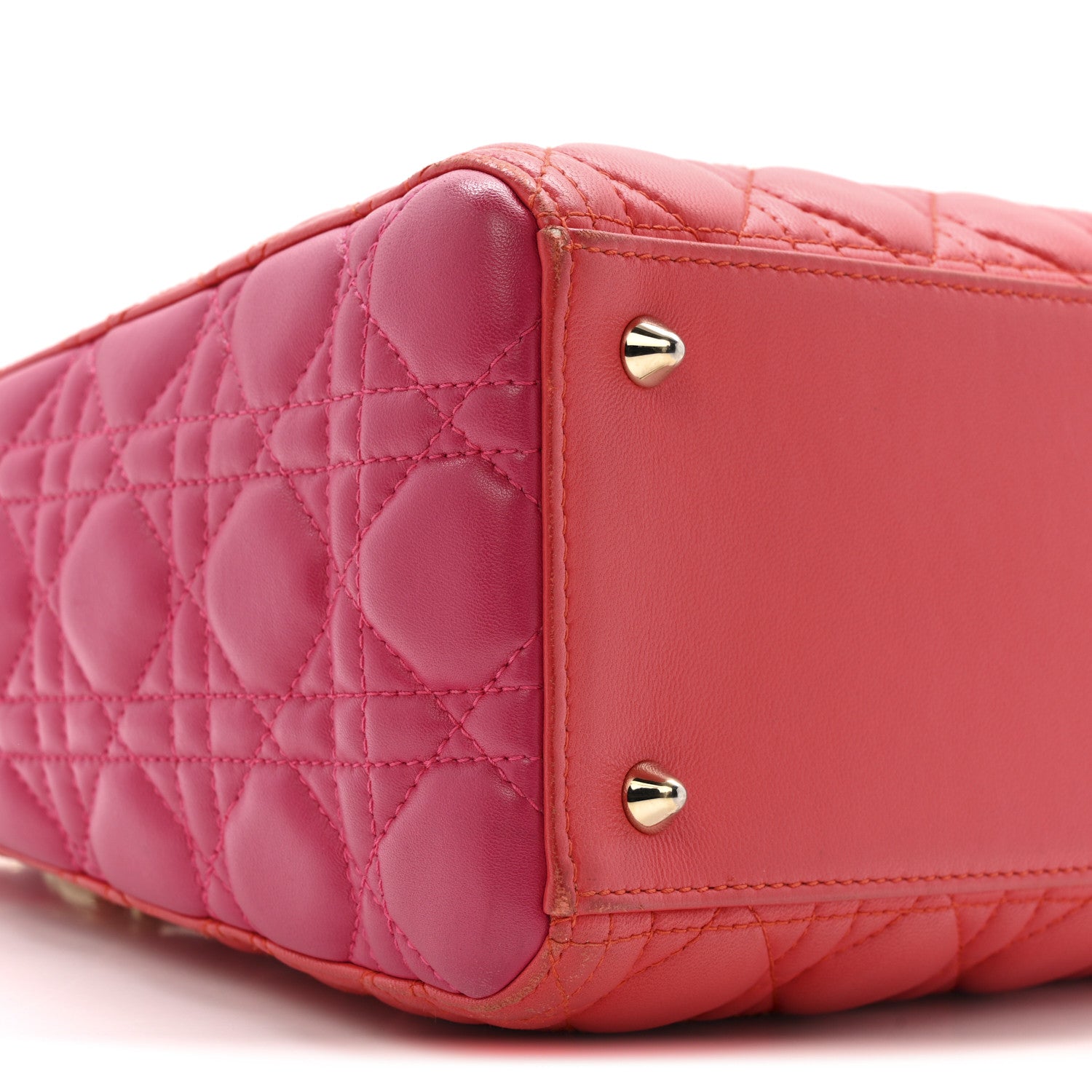 Christian Dior Lambskin Cannage Medium Bi-Color Lady Dior Orange Fuchsia
