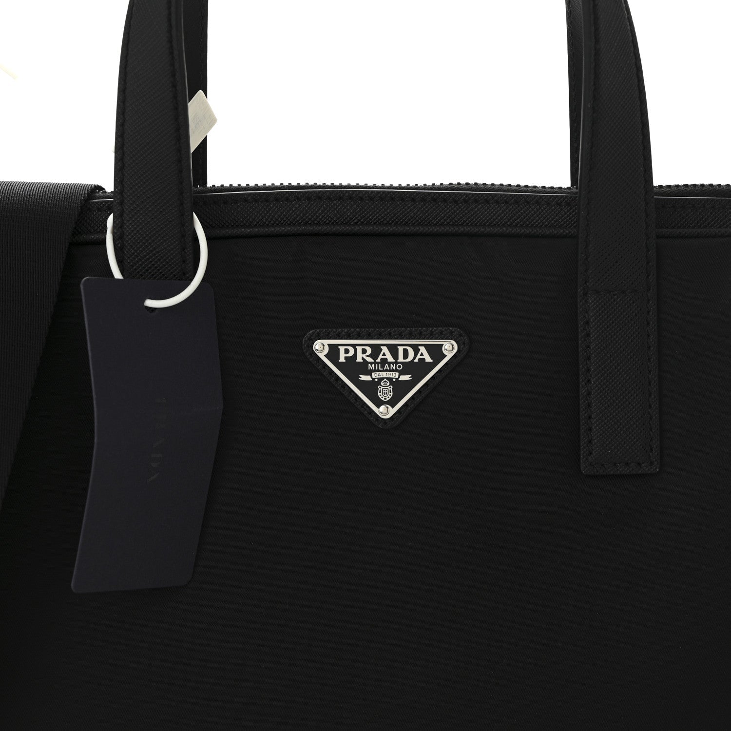 Prada Re-Nylon Saffiano Metal Triangle Logo Briefcase Black