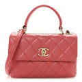 Chanel Lambskin Quilted Small Trendy CC Flap Dual Handle Bag Dark Pink