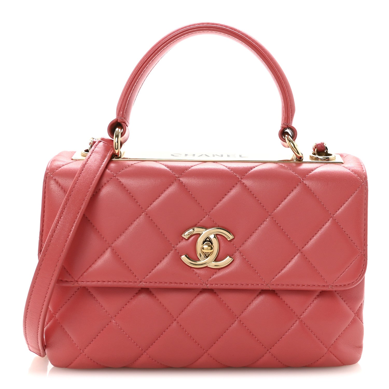 Chanel Lambskin Quilted Small Trendy CC Flap Dual Handle Bag Dark Pink