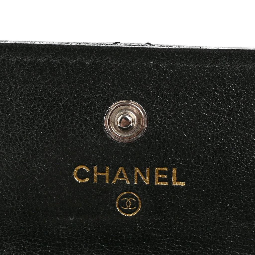 Lambskin Quilted Chanel 19 Flap Card Holder Black