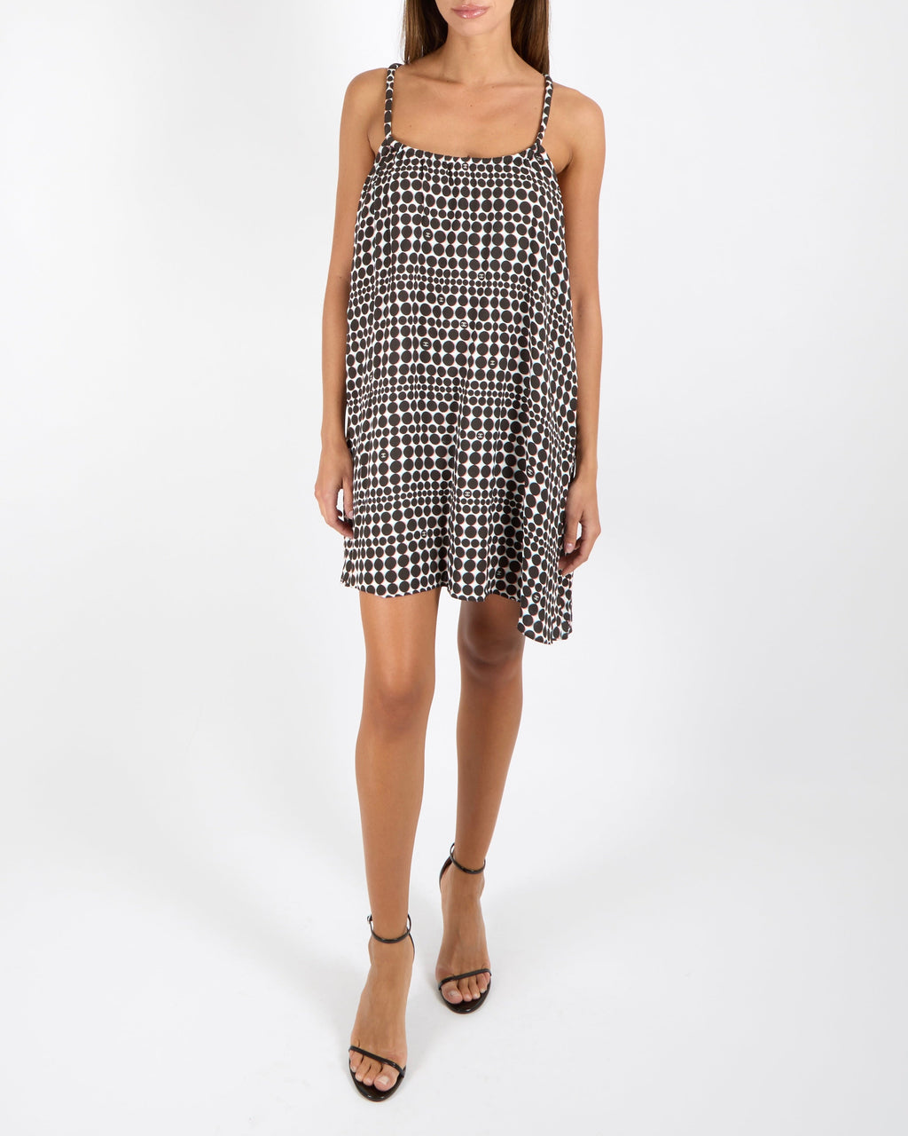 Chanel Black and White Polkadot Sleeveless Mini Dress with Crossover Back Detail and CC Logo Prints Size FR 34 (UK 6)