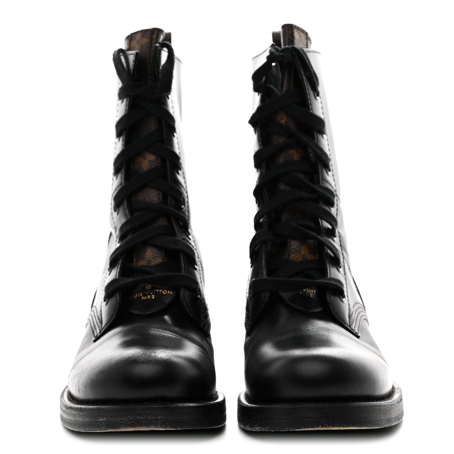 Louis Vuitton Calfskin Monogram Metropolis Flat Ranger Boots 39 Black